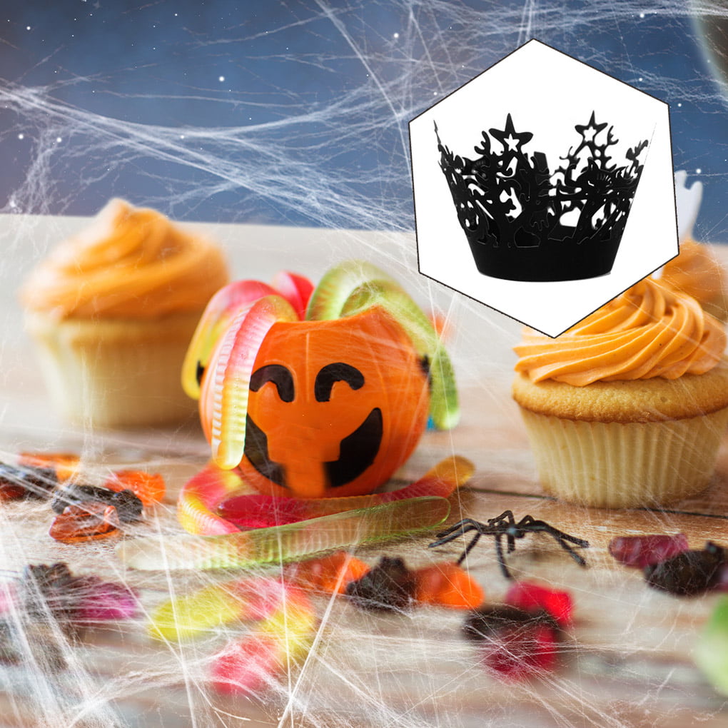 12Pcs Cupcake Wrappers Halloween Cupcake Paper Liners Cake Decorative Wraps