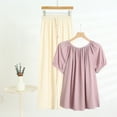 thumbnail image 2 of Enjoytime Womens 2 Piece Outfits Round Neck Puff Sleeve Blouse with Wide Leg Pants Matching Sets Plus Size Casual Loungewear, 2 of 6