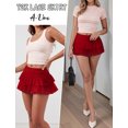 thumbnail image 5 of FEOYA Women's Y2K Lace Mini Skirt Ladies Layered Mini Skirt High Waist Ruffle Boho Skirt Micro Mesh Tiered Skort A Line Streetwear Skirts M, 5 of 7