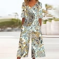 thumbnail image 2 of Edvintorg Jumpsuits for Women Vintage Floral Printed Short Sleeve V Neck Back Zipper Wide Leg Jumpsuit with Pocket Summer Beach Vacation Clothes, 2 of 5