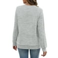 thumbnail image 3 of Women's Casual Fashion Solid Color Round Neck Long Sleeve Lightweight Pullover Sweatshirt with Side Pockets for Warm Comfort and Everyday Wear,Light Gray,S, 3 of 7