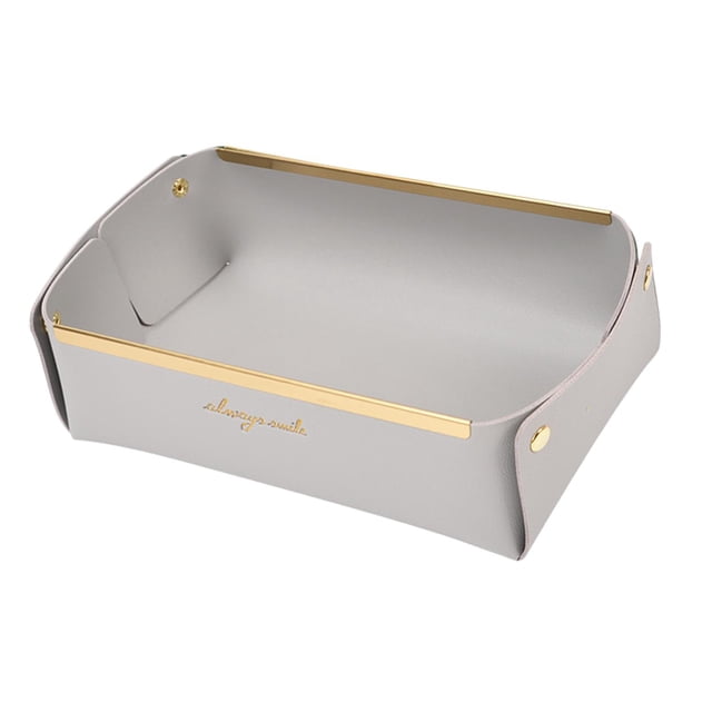 GROWTH TANK PU Valet Tray Entryway Storage Box Organizers Container Light Gray