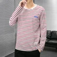 thumbnail image 4 of Camiseta para hombre a rayas ropa de hombre top ajustado cuello redondo rojo ajustado manga larga harajuku moda normal coreano otoño, 4 of 5