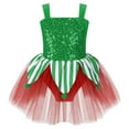 thumbnail image 4 of iiniim Kids Girls Christmas Costume Sequins Dance Ballet Leotard Tutu Dress Xmas Santa Elf Cosplay with Hat Size 6-16 A Green 6, 4 of 7