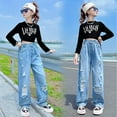 thumbnail image 5 of Girls Baggy Jeans Casual Wide Leg Denim Pants Jeans Washed Teen Girls Clothes Clothes Size 5-14 Years, 5 of 5