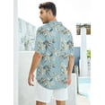 thumbnail image 5 of Wespornow Mens Hawaiian Shirts Short Sleeve Floral Tropical Beach Casual Button Down Shirts Grey Leaves XXL, 5 of 7