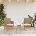 thumbnail image 3 of Sillas de patio VidaXL, color beige, poliratán y madera de acacia, 2 unidades, 3 of 9