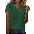 thumbnail image 1 of Jsaierl Womens Summer Basic V Neck Tops Trendy Vacation Short Sleeve Blouses Relaxed Fit Solid Color T-Shirts, 1 of 5