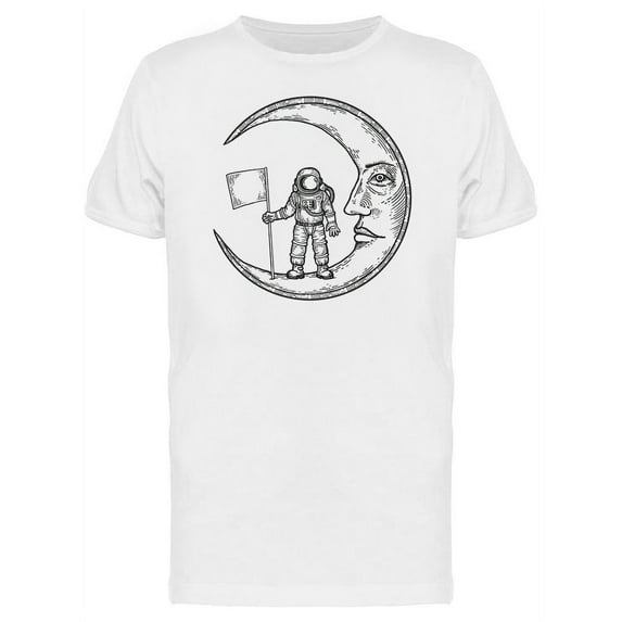 Astronaut On The Moon With Flag T-Shirt Men -Image by Shutterstock, Male 3X-Large