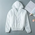 thumbnail image 2 of Baberdicy Women Tops Transparent Womens Zipper Solid Thin Tops Hooded Sun-Protective Summer Color Women's Coat Womens Winter Coats White, 2 of 3
