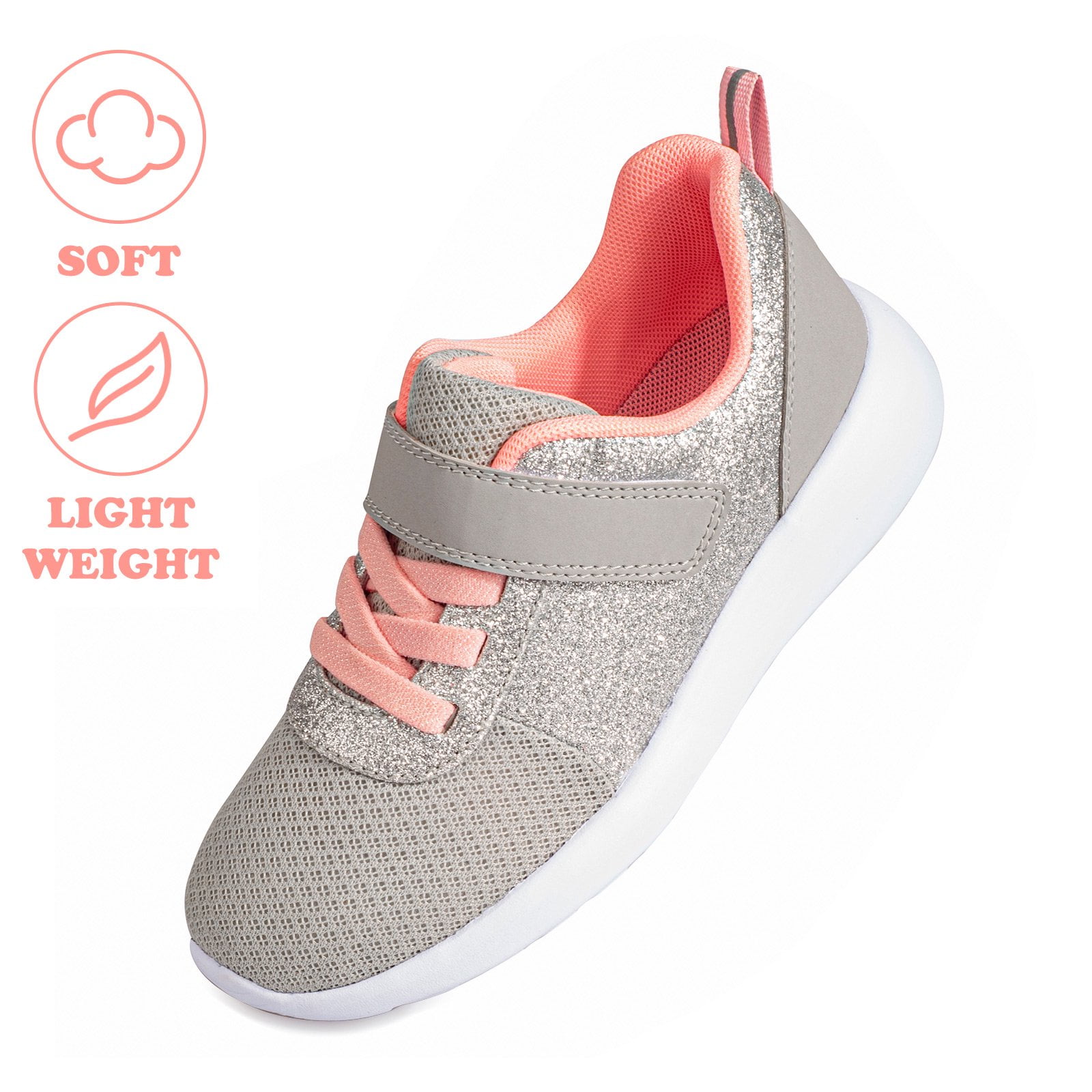 Toddle/Little Kids/Big Kids Harvest Land Girls Sneakers Glitter Fashion Running Shoes Mesh Breathable Hook and Loop Slip-on Tennis Shoes 