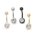 thumbnail image 1 of Belly Button Ring 14G Navel Ring Barbell Body Jewelry Sand Finish CZ Ball Ends, 1 of 10