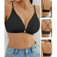 thumbnail image 3 of Front Closure Push Up Bra Padded Deep V Plunge Bras Smooth Triangle Bralette, 3 of 15
