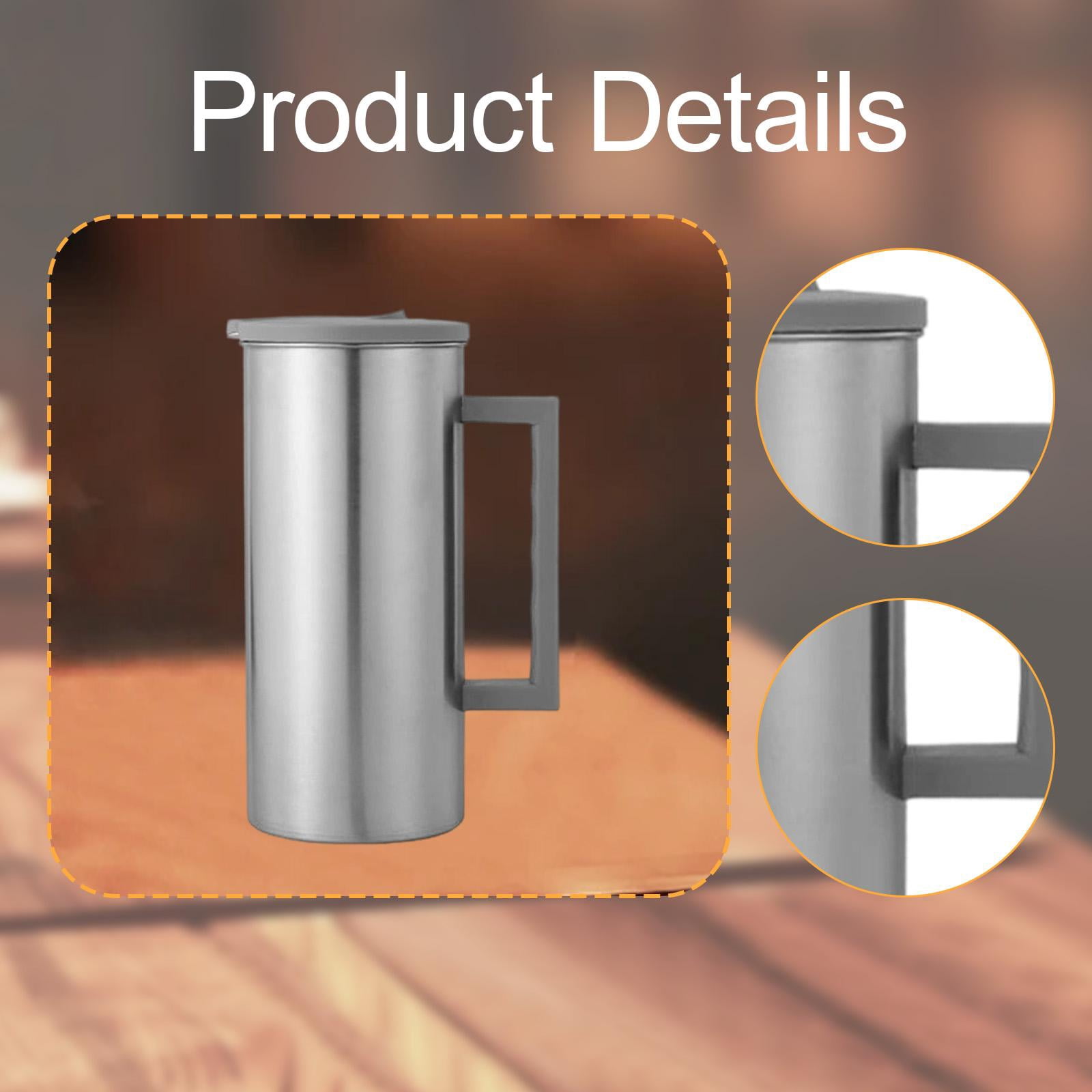 Fiocias Stainless Steel Pitcher Cold Water Kettle Versatile 1600ml Water Bottle with Lid