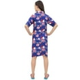 thumbnail image 4 of Bimba Royal Blue Floral Print Women Turn-Down Collar Sleepshirt Night Dress - 6, 4 of 5