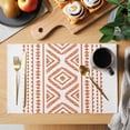 thumbnail image 2 of Orange Boho Placemats Set of 4, Vintage Southwestern Geometric Stripes Placemats for Dining Table, Place Mats for Kitchen Tabletop, Waterproof Wipeable Dining Table Mats Set, 2 of 9