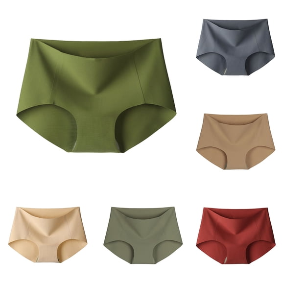 Swuxness Women's Seamless Stretch Briefs Solid Color Ice Silk Thin Sports Breathable Lightweight High Waisted Panties