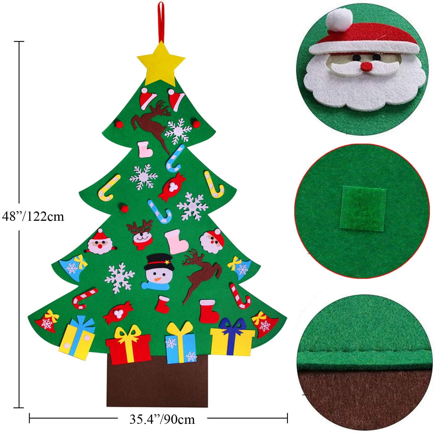 Party Birthday Festival Jupitoo Felt Christmas Tree Felt Toddler Toy Wall Decor with 33 Ornament Kids Felt Christmas Tree Kit Wall Hanging Decorations for Christmas New Year