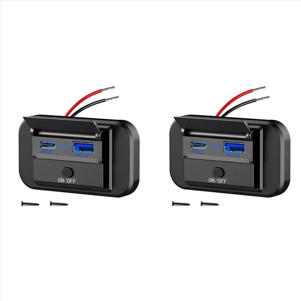 2X Carga RáPida Dual USB QC3.0 y PD3.0 Salida USB RV Cargador USB de 12 V Puerto USB para AutomóVil de Corriente USB de 12 Voltios Accesorios