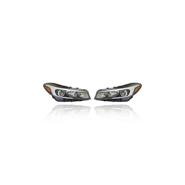 Headlight Assembly - Cooling Direct Fit/For 92102B0700, 92101B0700 17-18 Kia Forte Sedan, 17-18 Forte5 SX-Model - Halogen, Without LED Position Lamp, Pair, Left Driver + Right Passenger Set, NSF