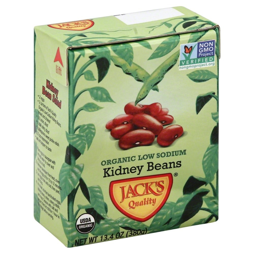 Jack's Beans Organic Low Sodium Kidney Beans 13.4 oz, 8 pack