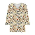 thumbnail image 4 of CYMMPU Blouses for Women Dressy Casual V Neck Tunic Tops Spring Tops Fall Fashion Shirts Loose Fit 3/4 Sleeve Floral Printed Plus Size Blouse L, 4 of 4