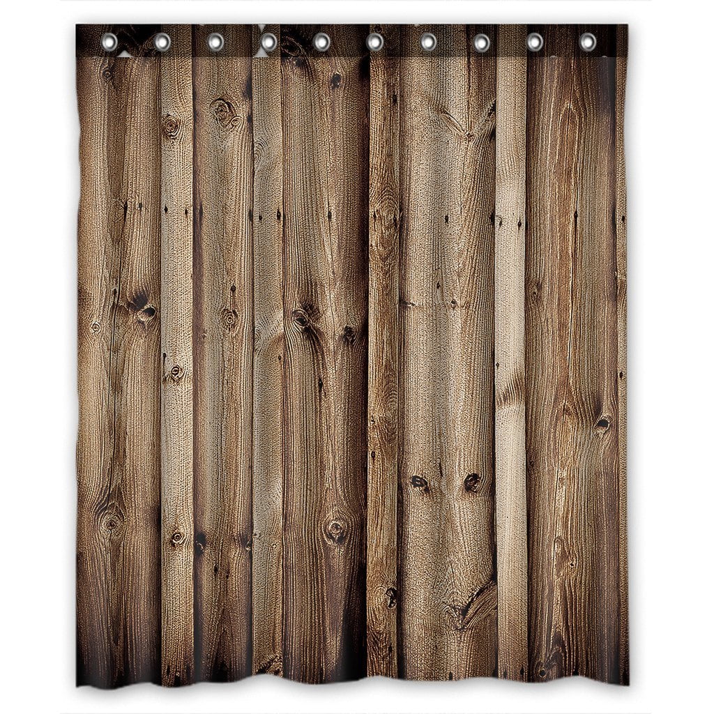 GCKG Vintage Rustic Knotty Old Barn Wood Waterproof Polyester Shower