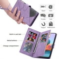 thumbnail image 2 of ELEHOLD Multi-Functional Leather Wallet Case for Google Pixel 7,Large Capacity 9 Card Slots Zipper Pocket Kickstand Magnetic Clasp Lanyard Shockproof Flip Case,Purple, 2 of 7