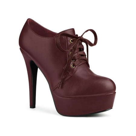 

Allegra K Women s Round Toe Lace Up Stiletto High Heel Ankle Platform Boots