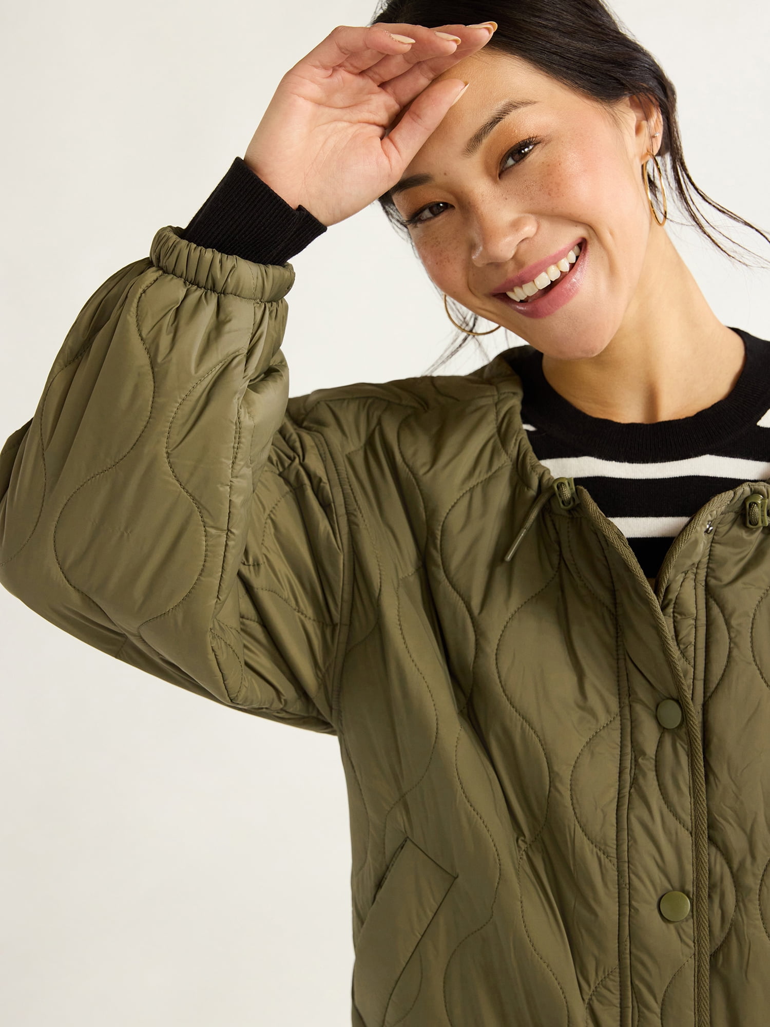 Free Assembly Women's Quilted Parachute Jacket, XS-XXL