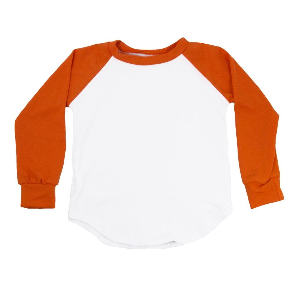 Unisex Little Kids Orange Two Tone Long Sleeve Raglan Baseball TShirt