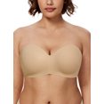 thumbnail image 3 of Deyllo Women's Strapless Bras Minimizer Bandeau Seamless Non-Padded Underwire Support Plus Size Bra,Nude 38D, 3 of 9