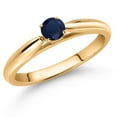 thumbnail image 2 of Gem Stone King 0.22 Ct Round Blue Sapphire 10K Yellow Gold Solitaire Engagement Ring (Size 9), 2 of 4
