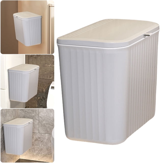 Cubo Basura Gran Capacidad Montado en La Pared para Baño (gris 8L)