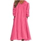 thumbnail image 3 of TaTaai Women's Casual Solid Color Hooded Long Sleeve Plush Pocket Dress Round Neck Loose Comfortable Home Long Nightgown Loungewear Gift, 3 of 5
