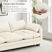 Cloud Like Modular Sectional Sofa with Movable Ottoman, Deep Seating with Lumbar Support, Machine-Washable Corduroy Cover - Beige