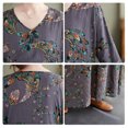 thumbnail image 3 of Vestido holgado vintage para mujer, manga larga, estampado, cuello en V, informal, 3 of 8