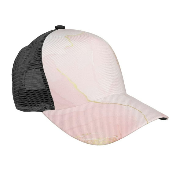 Picia Pink Marble Pattern Trucker Hat,Baseball Cap,Sun Protection Cap,Stylish Headwear,Leisure Cap,Outdoor Sports Cap