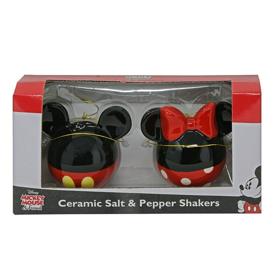 Mickey & Minnie Ceramic Head Shaped Salt & Pepper Shakers in Box