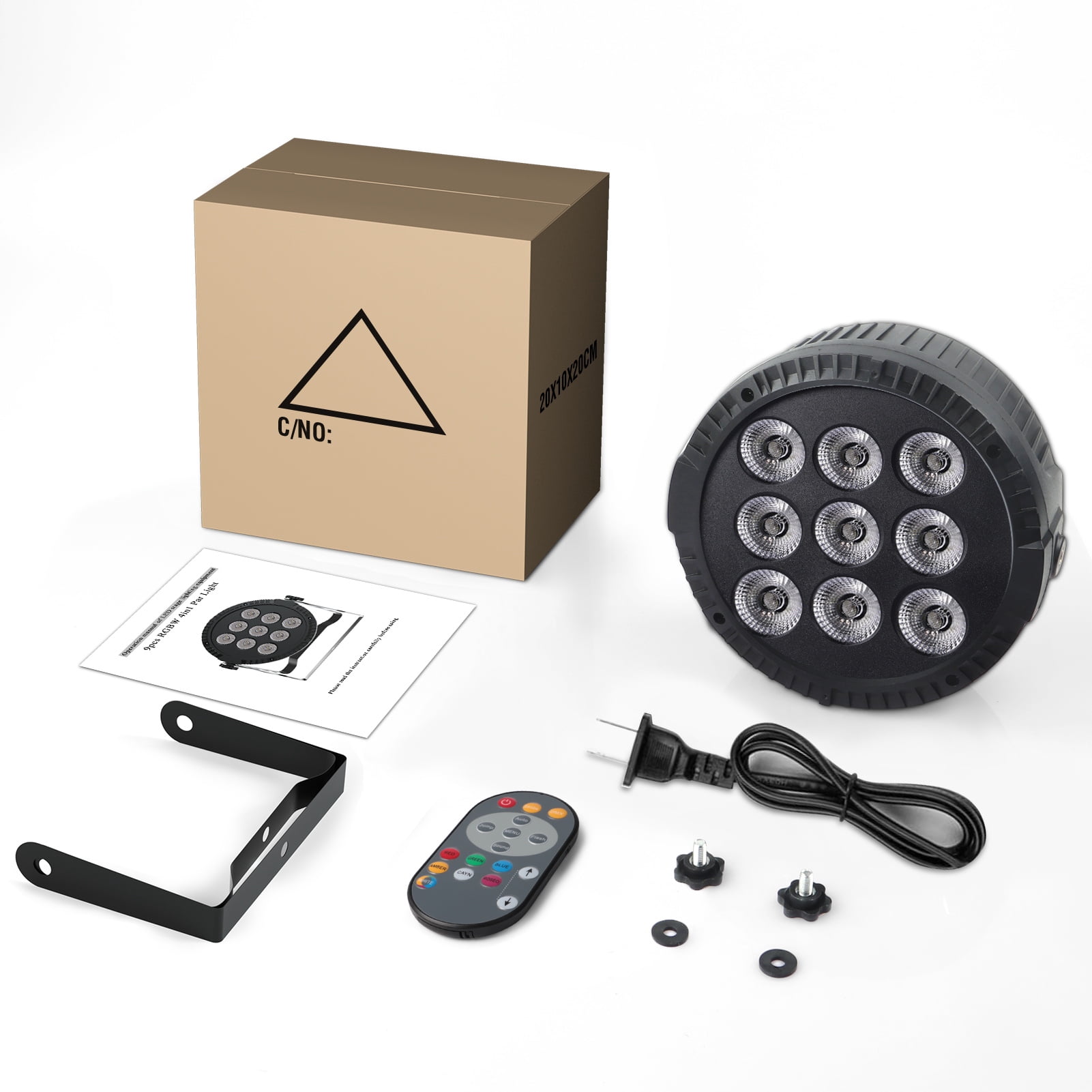 JAJALUYA Round 8-Pack RGBW 4in1 9LED DJ Par Light w/ Remote & DMX for Weddings/Stage