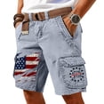thumbnail image 2 of GrmtClth Men's American Flag Print Cargo Shorts Patriotic 4th Of July Summer Short Breathable Multi-Pocket Short Pant Fashion Outdoor Trousers Light Gray 2XL, 2 of 4