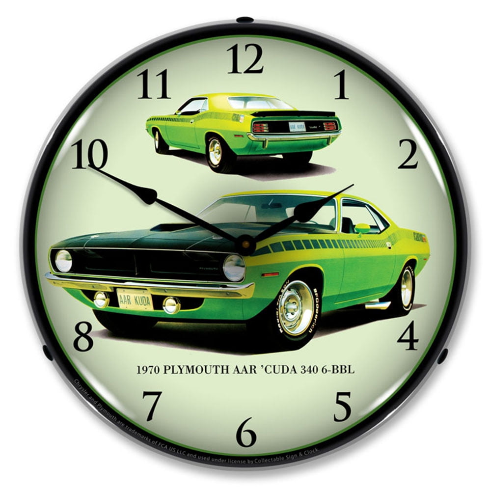 1970 PLYMOUTH AAR CUDA WALL CLOCK-FREE USA SHIP!