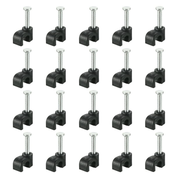 Clips de Cable con Clavo de Acero, Paquete de 200, Clips de Cable de Plástico de 4mm/0.16", Clips de Cable Ethernet con Clavo