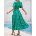 thumbnail image 3 of Merokeety Womens Summer Dresses V Neck Short Sleeve Boho Floral Tiered Midi Dress with Pockets Green m, 3 of 4