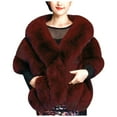 thumbnail image 3 of Niaviben Faux Fur Shawl Shawls and Wraps for Evening Dresses Wedding Shawl Women's Shawl Women Long Scarf for Women's Poncho Sweater Wine One Size, 3 of 9