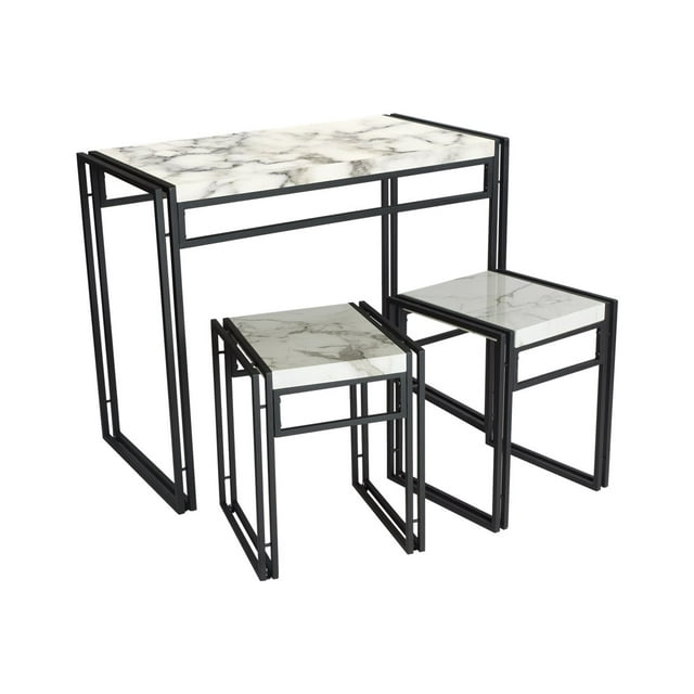 ��rb SPACE Urban Small - Furniture set - dining - 3-piece (table, 2 stools) - black frame, marble finish