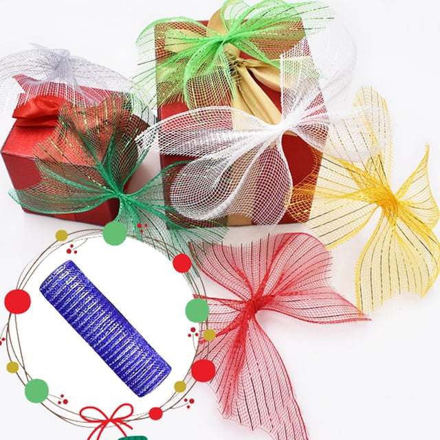 Garden Tools Poly Mesh Ribbon with Metallic Foil Each Roll for Wreaths Swags Bows Wrapping And Decorating