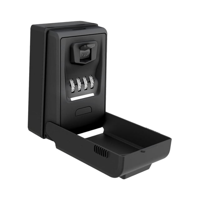 Caja de seguridad con llave, organizador de contraseña, fácil de instalar, caja de almacenamiento, de seguridad para escuelas, interiores, exteriores, Negro