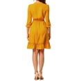 thumbnail image 4 of MODA NOVA Juniors Layered Ruffle Hem 3/4 Sleeves Smocked A-Line Chiffon Dress, 4 of 8