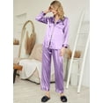 thumbnail image 4 of Avidlove Women Satin Pajama Set Silky Long Sleeve Sleepwear Soft Pj Set Button Down Nightwear S-XXL, 4 of 7